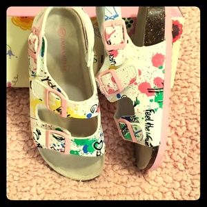 Laura Ashley White & Pink Ankle-Strap Sandals